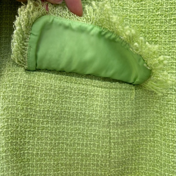 Sag Harbor Lined Blazer Jacket Bright Green Fringe Acrylic Women’s Size 12 - Picture 5 of 13